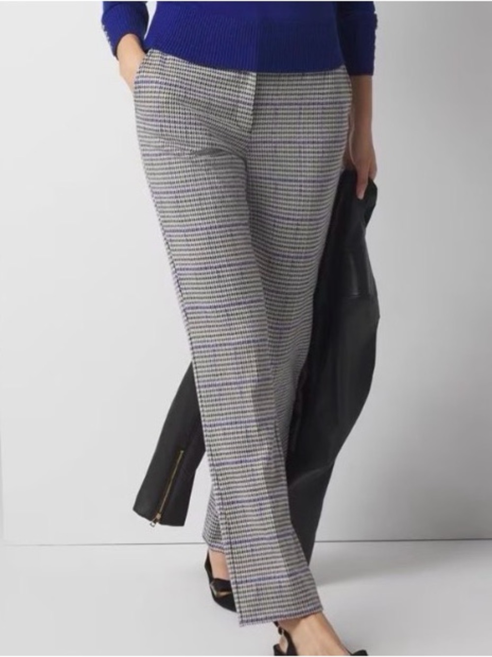 ✨NWT✨White House Black Market | Luxe Knit Plaid Straight-Leg Pants Sz 2S-Short